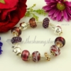 silver charms bracelets with murano glass rhinestone beads purple