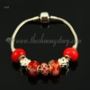 silver charms bracelets with murano glass rhinestone beads red