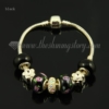 silver charms bracelets with murano glass rhinestone beads black