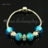 silver charms bracelets with murano glass rhinestone beads light blue