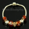 silver charms bracelets with murano glass rhinestone beads brown