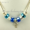 silver charms necklaces with european murano glass charm beads design B
