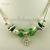 silver charms necklaces with european murano glass charm beads design C