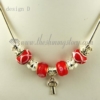 silver charms necklaces with european murano glass charm beads design D