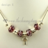 silver charms necklaces with european murano glass charm beads design E