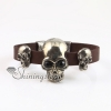 skull fleur de lis snap wrap bracelets genuine leather design B