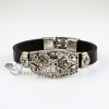 skull fleur de lis snap wrap bracelets genuine leather design A