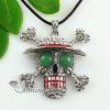 skull hat round amethyst jade agate semi precious stone rhinestone necklaces pendants design B