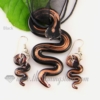 snake glitter venetian murano glass pendants and earrings jewelry black