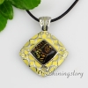 square fancy color dichroic foil glass necklaces with pendants enameled silver plated yellow