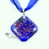 square glitter murano lampwork glass venetian necklaces pendants design D