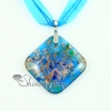 square glitter murano lampwork glass venetian necklaces pendants design E