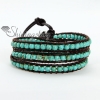 stone beads three layer leather wrap bracelets design F