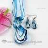 streamer foil venetian murano glass pendants and earrings jewelry light blue