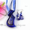 streamer foil venetian murano glass pendants and earrings jewelry blue