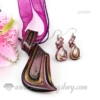 streamer foil venetian murano glass pendants and earrings jewelry purple