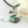 swan rainbow abalone sea shell mother of pearl rhinestone pendant necklace design A