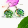 swirled foil lampwork murano glass earrings jewelry green