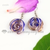 swirled foil lampwork murano glass earrings jewelry purple