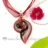 swirled foil lampwork murano glass necklaces pendants jewelry red