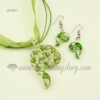 swirled venetian murano glass pendants and earrings jewelry green