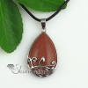 teardrop flower jade rose quartz natural semi precious stone pendant necklaces design A