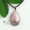 teardrop flower jade rose quartz natural semi precious stone pendant necklaces design C