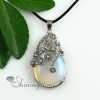 teardrop flower rose quartz glass opal jade amethyst semi precious stone rhinestone necklaces pendants design C