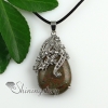 teardrop flower rose quartz glass opal jade amethyst semi precious stone rhinestone necklaces pendants design D
