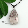 teardrop flower rose quartz glass opal jade amethyst semi precious stone rhinestone necklaces pendants design E