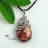 teardrop flower turquoise jade glass opal natural semi precious stone rhinestone pendants for necklaces design A