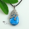 teardrop flower turquoise jade glass opal natural semi precious stone rhinestone pendants for necklaces design B