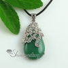 teardrop flower turquoise jade glass opal natural semi precious stone rhinestone pendants for necklaces design C