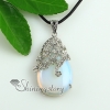 teardrop flower turquoise jade glass opal natural semi precious stone rhinestone pendants for necklaces design D