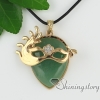 teardrop flower wave turquoise glass opal jade agate semi precious stone rhinestone openwork necklaces with pendants design F