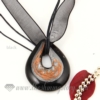 teardrop foil lampwork murano glass necklaces pendants jewelry black