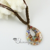 teardrop glitter foil millefiori murano lampwork glass venetian necklaces pendants design B