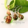 teardrop glitter venetian murano glass pendants and earrings jewelry green