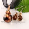 teardrop glitter venetian murano glass pendants and earrings jewelry black