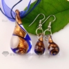 teardrop glitter venetian murano glass pendants and earrings jewelry blue