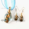 teardrop glitter venetian murano glass pendants and earrings jewelry light blue