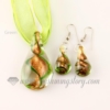 teardrop glitter venetian murano glass pendants and earrings jewelry green