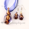 teardrop glitter venetian murano glass pendants and earrings jewelry blue
