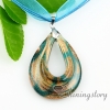 teardrop glitter with lines lampwork murano italian venetian handmade glass necklaces with pendants design F
