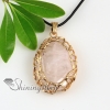 teardrop heart rose quartz agate natural semi precious stone necklaces pendants design D