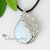 teardrop leaf semi precious stone agate rose quartz glass opal amethyst necklaces pendants jewelry design C