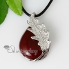 teardrop leaf semi precious stone agate rose quartz glass opal amethyst necklaces pendants jewelry design A