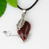 teardrop leaf semi precious stone rose quartz amethyst tiger's-eye agate necklaces pendants design B
