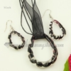 teardrop luminous venetian murano glass pendants and earrings jewelry black