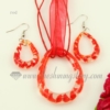 teardrop luminous venetian murano glass pendants and earrings jewelry red